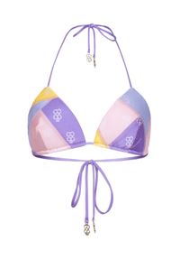 CUORI e PICCHE - Wiązany top od bikini z nadrukiem logo SORBET. Kolor: różowy, wielokolorowy, fioletowy. Materiał: materiał. Wzór: nadruk