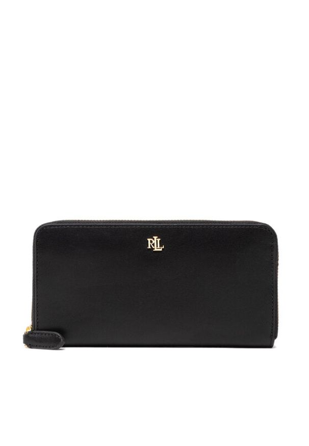 Lauren Ralph Lauren - LAUREN RALPH LAUREN Portfel Zip Cont Wlt 432876730003 Czarny. Kolor: czarny. Materiał: skóra