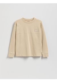 Reserved - Bawełniany longsleeve - beżowy. Kolor: beżowy. Materiał: bawełna. Długość rękawa: długi rękaw