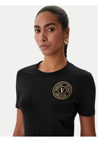 Versace Jeans Couture T-Shirt 80HAHT02 CJ03T Czarny Slim Fit. Kolor: czarny. Materiał: bawełna #3