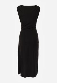 Renee - Czarna Dopasowana Sukienka Elegancka z Aplikacją w Talii Corope. Kolor: czarny. Wzór: aplikacja. Styl: elegancki #8