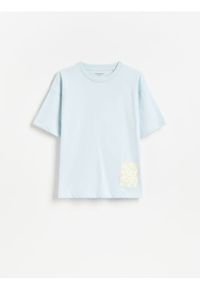 Reserved - Bawełniany t-shirt - jasnoniebieski. Kolor: niebieski. Materiał: bawełna #1