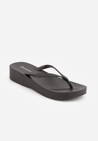 Renee - Czarne Japonki Basic na Grubszej Podeszwie Dephanie. Okazja: na co dzień. Kolor: czarny. Materiał: len, jeans. Wzór: gładki. Sezon: lato. Styl: wakacyjny, klasyczny, sportowy, street, casual #3