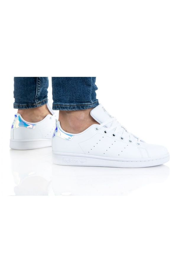 Adidas - Buty adidas Stan Smith Jr FX7521 białe pomarańczowe. Okazja: na co dzień. Kolor: pomarańczowy, wielokolorowy, biały. Materiał: guma, syntetyk, materiał. Szerokość cholewki: normalna. Model: Adidas Stan Smith