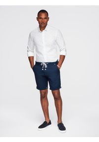 Ombre Clothing - Klasyczna męska bawełniana koszula SLIM FIT w kotwice - biała V3 - Rozmiar: S. Typ kołnierza: kołnierzyk klasyczny. Kolor: biały. Materiał: bawełna. Długość rękawa: długi rękaw. Długość: długie. Wzór: nadruk. Styl: klasyczny
