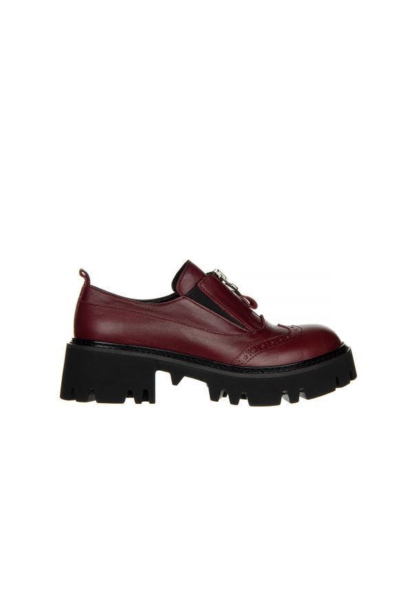 Półbuty Bayla-161 054 2894 750 Bordo 161385, Skóra naturalna - 41. Kolor: czerwony. Materiał: skóra. Szerokość cholewki: normalna. Obcas: na platformie