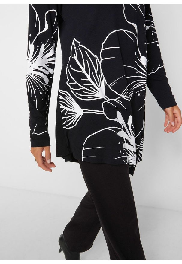 bonprix - Długi shirt z golfem. Typ kołnierza: golf. Kolor: czarny. Długość: długie. Styl: elegancki