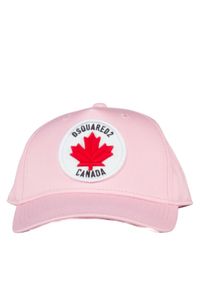 DSQUARED2 KIDS - Różowa czapka z daszkiem. Kolor: różowy, wielokolorowy, fioletowy. Materiał: bawełna, tkanina. Wzór: napisy, aplikacja #4
