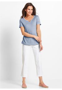 bonprix - Shirt z gumką, krótki rękaw. Kolor: niebieski. Długość rękawa: krótki rękaw. Długość: krótkie #3