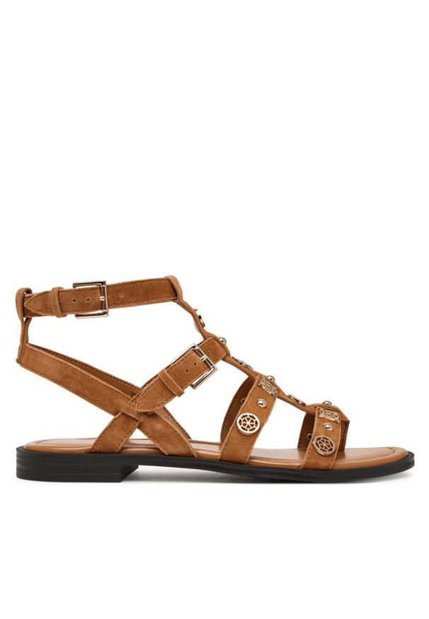 Guess Sandały FLJY2Z SUE03 Brązowy. Kolor: brązowy. Materiał: zamsz, skóra