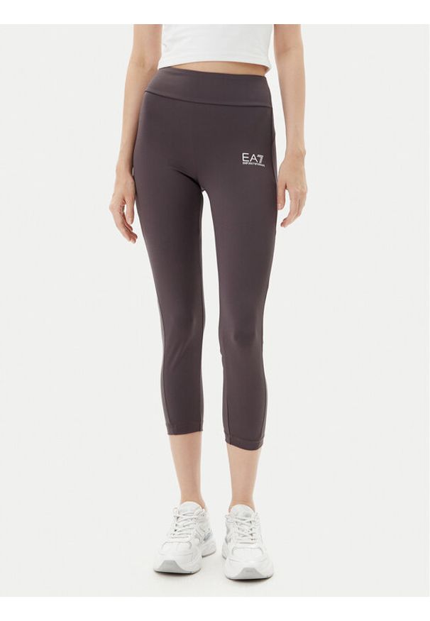 EA7 Emporio Armani Legginsy 7W000239 AF12627 U6278 Brązowy Slim Fit. Kolor: brązowy. Materiał: syntetyk