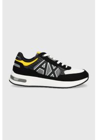 Armani Exchange sneakersy kolor czarny. Nosek buta: okrągły. Zapięcie: sznurówki. Kolor: czarny. Materiał: guma