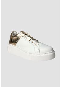 Valentino by Mario Valentino - VALENTINO Biało-złote sneakersy Baraga S Sneaker Lace-U, Rozmiar 41. Kolor: biały. Materiał: skóra