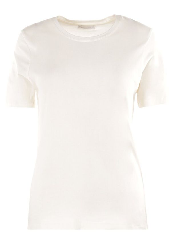 Born2be - Biały T-shirt Akisistae. Kolekcja: plus size. Kolor: biały. Materiał: dzianina, materiał, bawełna. Długość rękawa: krótki rękaw. Długość: krótkie
