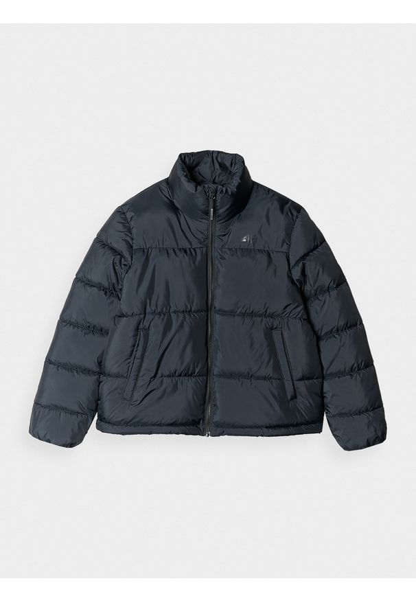 4f - 4F Kurtka puchowa z syntetycznym wypełnieniem damska - czarna XXL. Okazja: na co dzień. Typ kołnierza: kołnierzyk stójkowy. Kolor: czarny. Materiał: syntetyk, puch. Długość: długie. Wzór: gładki. Sezon: zima. Styl: casual, klasyczny, sportowy