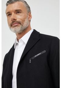 Karl Lagerfeld płaszcz wełniany 523799.455082 kolor czarny przejściowy. Kolor: czarny. Materiał: wełna. Styl: klasyczny #5