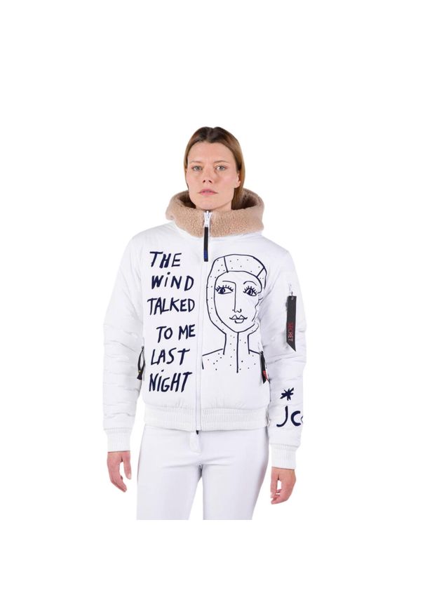 Kurtka narciarska Rossignol JCC damska W Yety Fleecy Bomber JKT biała. Kolor: biały. Sezon: zima. Sport: narciarstwo