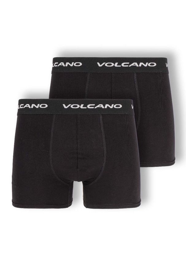 Volcano - Bawełniane bokserki męskie, dwupak, U-BOXER. Kolor: czarny. Materiał: bawełna. Długość: długie
