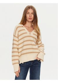 TwinSet - TWINSET Sweter 241TP3210 Beżowy Loose Fit. Kolor: beżowy. Materiał: bawełna