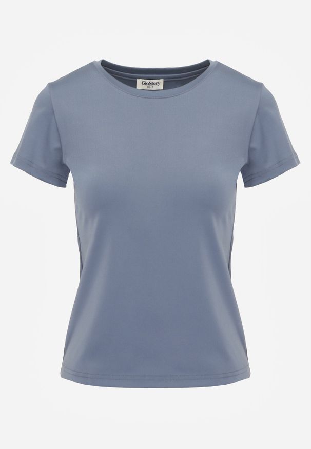 Born2be - Jasnoniebieski Gładki T-shirt o Klasycznym Kroju Lycoris. Okazja: do domu, do pracy, na co dzień. Kolor: niebieski. Materiał: jeans. Wzór: gładki. Styl: klasyczny