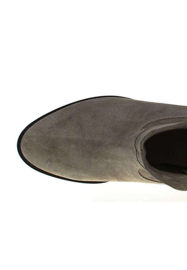 Inna - Botki na ukrytym koturnie skórzane welurowe taupe Sempre. Okazja: na imprezę, na co dzień. Materiał: welur, skóra. Obcas: na koturnie. Styl: casual, klasyczny. Wysokość obcasa: średni