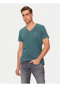 Tommy Jeans T-Shirt Jaspe DM0DM09587 Zielony Slim Fit. Kolor: zielony. Materiał: syntetyk, bawełna