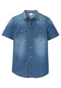 Koszula dżinsowa, krótki rękaw, Slim Fit bonprix jasnoniebieski "bleached". Kolor: niebieski. Długość rękawa: krótki rękaw. Długość: krótkie #1