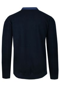 Bastion - Bluza Męska Granatowa, Sweter z Kołnierzykiem na Guziki -BASTION. Kolor: niebieski. Materiał: bawełna. Styl: klasyczny #2