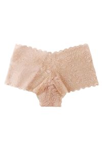 Intica - Szorty z koronki z elastycznym pasem na co dzień i specjalne okazje Kaye. Kolor: beżowy. Materiał: koronka. Wzór: koronka