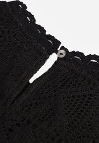 Renee - Czarna Rustykalna Sukienka z Bawełną Zdobiona Haftem i Ażurowymi Wycięciami Winlith. Okazja: na co dzień. Kolor: czarny. Materiał: bawełna. Wzór: ażurowy, haft, aplikacja. Styl: casual, klasyczny #8