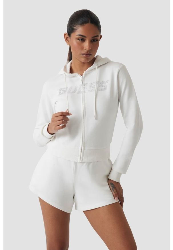 Guess - GUESS Biała damska bluza z cyrkoniami Primula, Rozmiar S. Kolor: biały