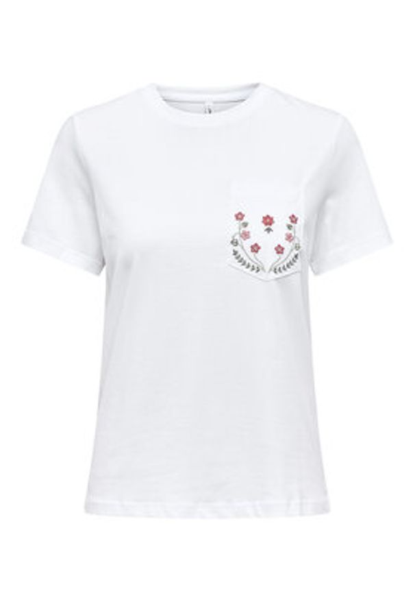 only - ONLY T-Shirt Polly 15317989 Biały Regular Fit. Kolor: biały. Materiał: bawełna