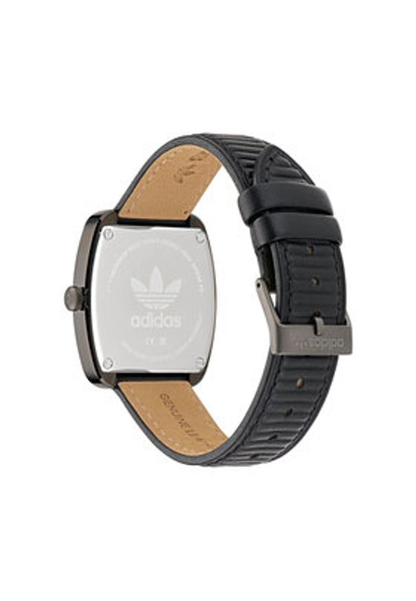 Adidas - adidas Zegarek Retro Wave One AOSY24527 Czarny. Kolor: czarny. Materiał: skóra. Styl: retro
