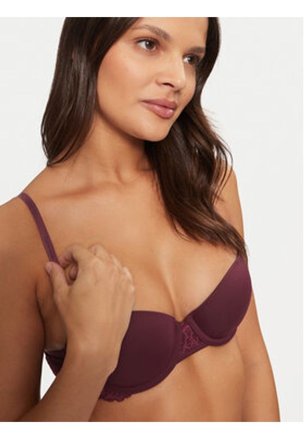 Calvin Klein Underwear Biustonosz z fiszbiną 000QF7577E Bordowy. Kolor: czerwony. Materiał: syntetyk