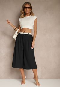 Renee - Czarne Eleganckie Spodnie Typu Culottes Silunea. Okazja: na co dzień, na spotkanie biznesowe, do pracy. Kolor: czarny. Styl: elegancki #5