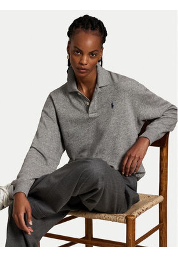 Polo Ralph Lauren Bluza 211947966501 Szary Relaxed Fit. Typ kołnierza: polo. Kolor: szary. Materiał: bawełna