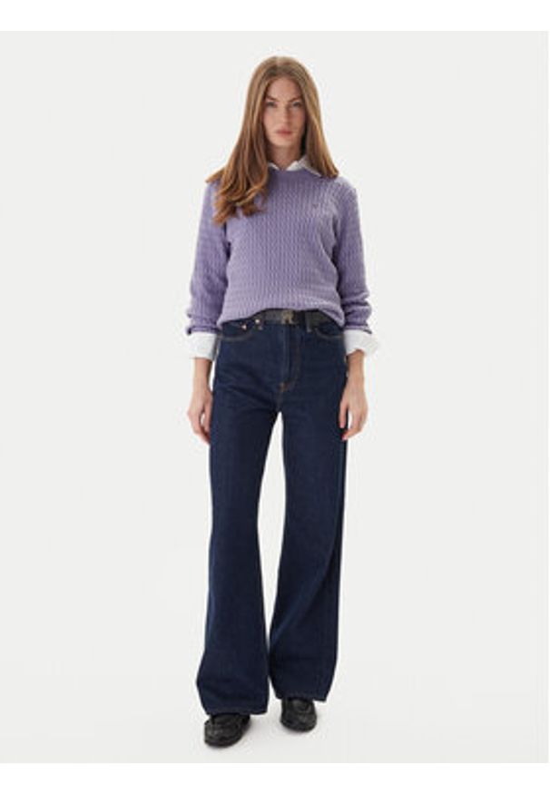 TOMMY HILFIGER - Tommy Hilfiger Sweter Fine WW0WW44993 Fioletowy Regular Fit. Kolor: fioletowy. Materiał: bawełna