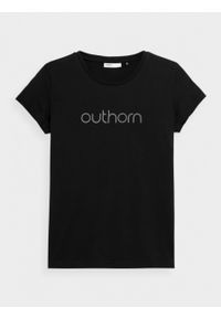 outhorn - T-shirt z nadrukiem damski. Okazja: na co dzień. Materiał: jersey, bawełna. Wzór: nadruk. Styl: casual