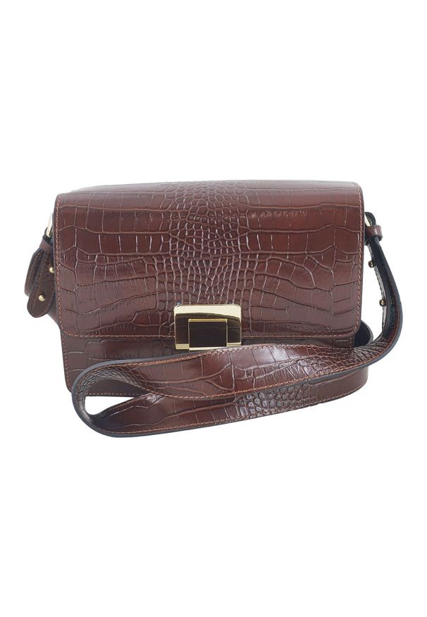 Barberinis - Wężowa listonoszka skórzana BARBERINI'S brązowa 747-6. Kolor: brązowy. Materiał: skórzane. Styl: casual, street, elegancki, wizytowy