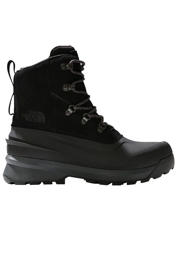 Buty The North Face Chilkat V 0A5LW3KT01 - czarne. Wysokość cholewki: przed kolano. Zapięcie: sznurówki. Kolor: czarny. Materiał: guma, skóra, syntetyk, materiał, zamsz. Szerokość cholewki: normalna. Sezon: zima