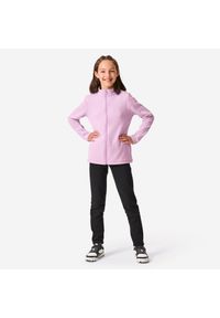 DOMYOS - Dres dziecięcy Decathlon Warmy Zip. Okazja: na uczelnię. Kolekcja: plus size. Kolor: fioletowy, wielokolorowy, czarny. Materiał: materiał, poliester, bawełna. Styl: sportowy