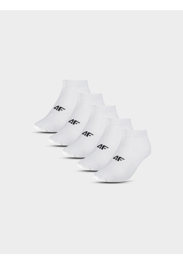 4f - 4F Skarpetki casual przed kostkę (5-pack) chłopięce - białe 32-35. Kolor: biały. Materiał: bawełna, włókno, materiał, poliamid