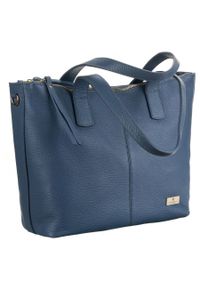 Skórzany shopper bag niebieski Peterson PTN TWP-008 BLUE. Kolor: niebieski. Materiał: skórzane. Styl: elegancki #1