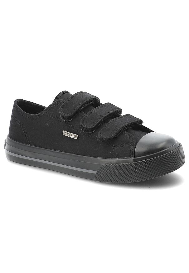 Big-Star - Trampki dziecięce Big Star, cholewka z materiału tekstylnego zapięcie na rzepy zaokrąglony wzmocniony nosek, czarne, TT374172. Okazja: na co dzień, na uczelnię, na spacer. Zapięcie: rzepy. Kolor: czarny. Materiał: materiał. Szerokość cholewki: normalna. Styl: casual, klasyczny, sportowy