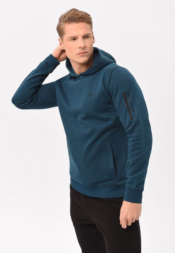 Volcano - Bluza kangurka B-FEEL. Typ kołnierza: kaptur. Kolor: niebieski. Materiał: bawełna, materiał, dzianina. Wzór: gładki. Styl: klasyczny