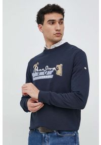 Pepe Jeans bluza bawełniana Alexander męska kolor granatowy z nadrukiem. Kolor: niebieski. Materiał: bawełna. Wzór: nadruk #3