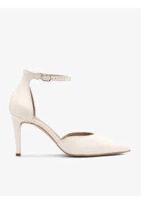 Ryłko - Dwuczęściowe kremowe czółenka na szpilce. Kolor: beżowy. Materiał: skóra. Obcas: na szpilce. Styl: street. Wysokość obcasa: średni #1