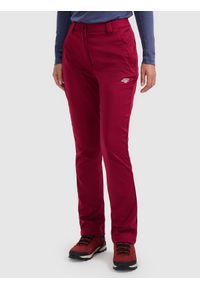 4f - 4F Spodnie softshellowe membrana 8000 damskie - czerwone XL. Kolor: czerwony. Materiał: poliester. Technologia: Primaloft. Wzór: gładki. Sport: wspinaczka, turystyka piesza #2