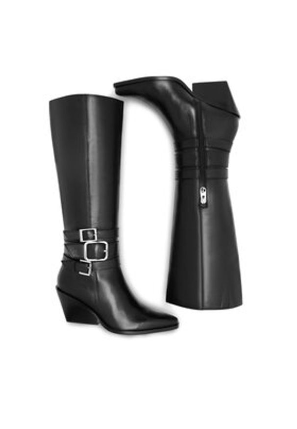 Eva Minge Kozaki CAREI-111347 Czarny. Kolor: czarny. Materiał: skóra