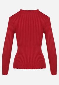 Born2be - Bordowy Prążkowany Sweter z Bawełną Mevin. Okazja: na co dzień. Kolor: czerwony. Materiał: bawełna, prążkowany. Styl: casual, elegancki #7